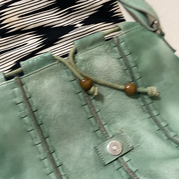 Latino Elegant Green Leather Shoulder Bag Bucket Bag women large boho Y2K office - Picture 7 of 11